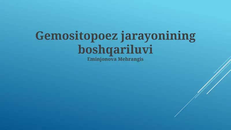 Gemositopoez jarayonining boshqariluvi 1