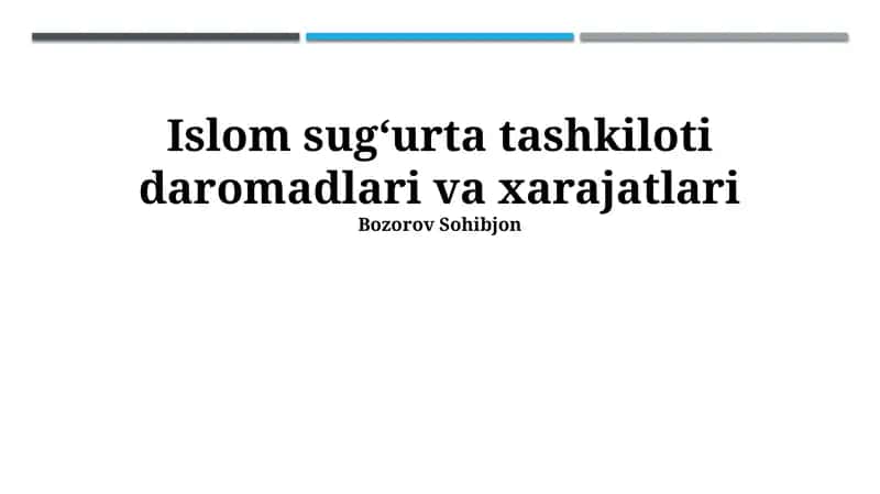 Islom sugʻurta tashkiloti daromadlari va xarajatlari 1
