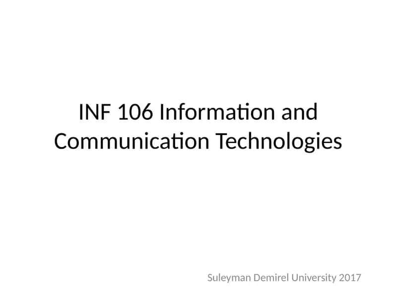 INF 106 Information and Communication Technologies 1