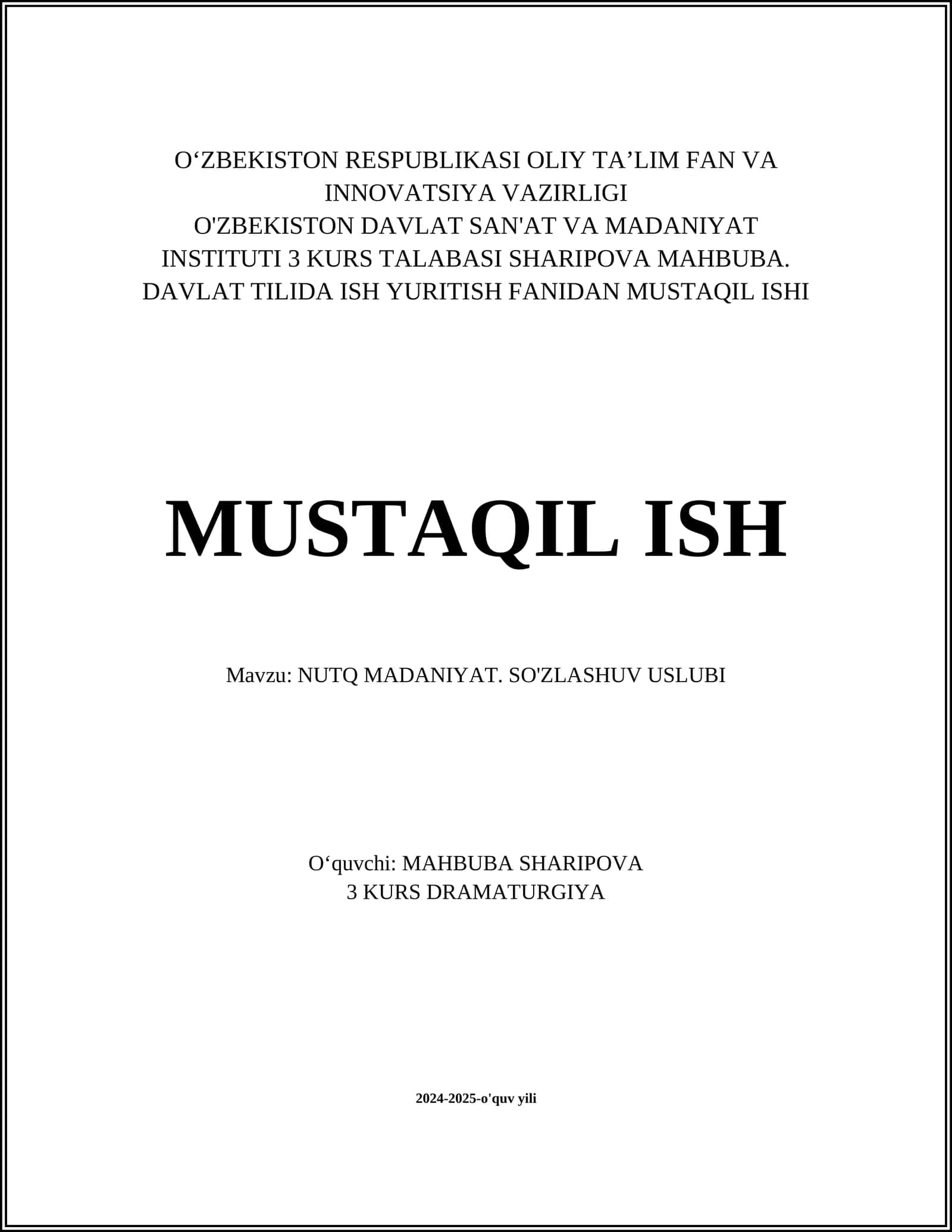 NUTQ MADANIYATI. SO'ZLASHUV USLUBI 1