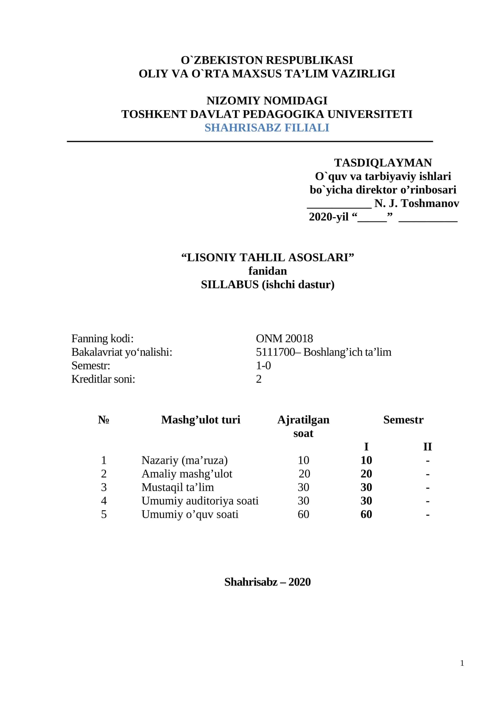 LISONIY TAHLIL ASOSLARI 1