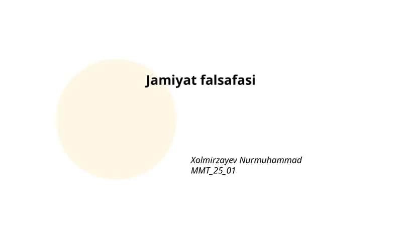 Jamiyat falsafasi 1