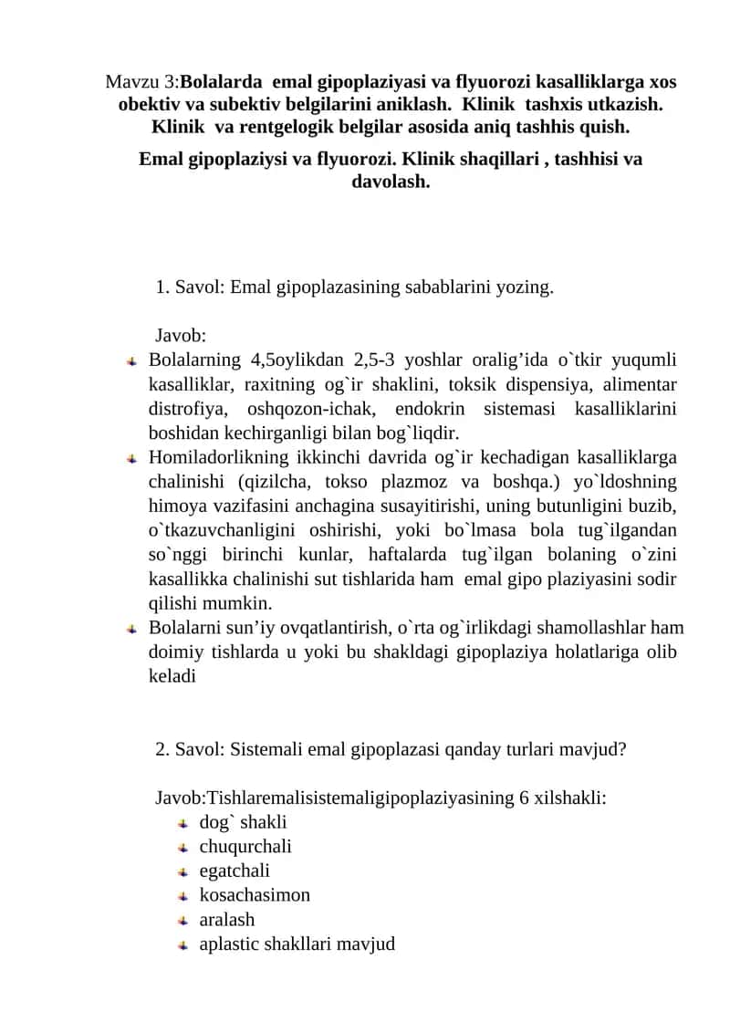 Emal gipoplaziyasi va flyuorozi 1