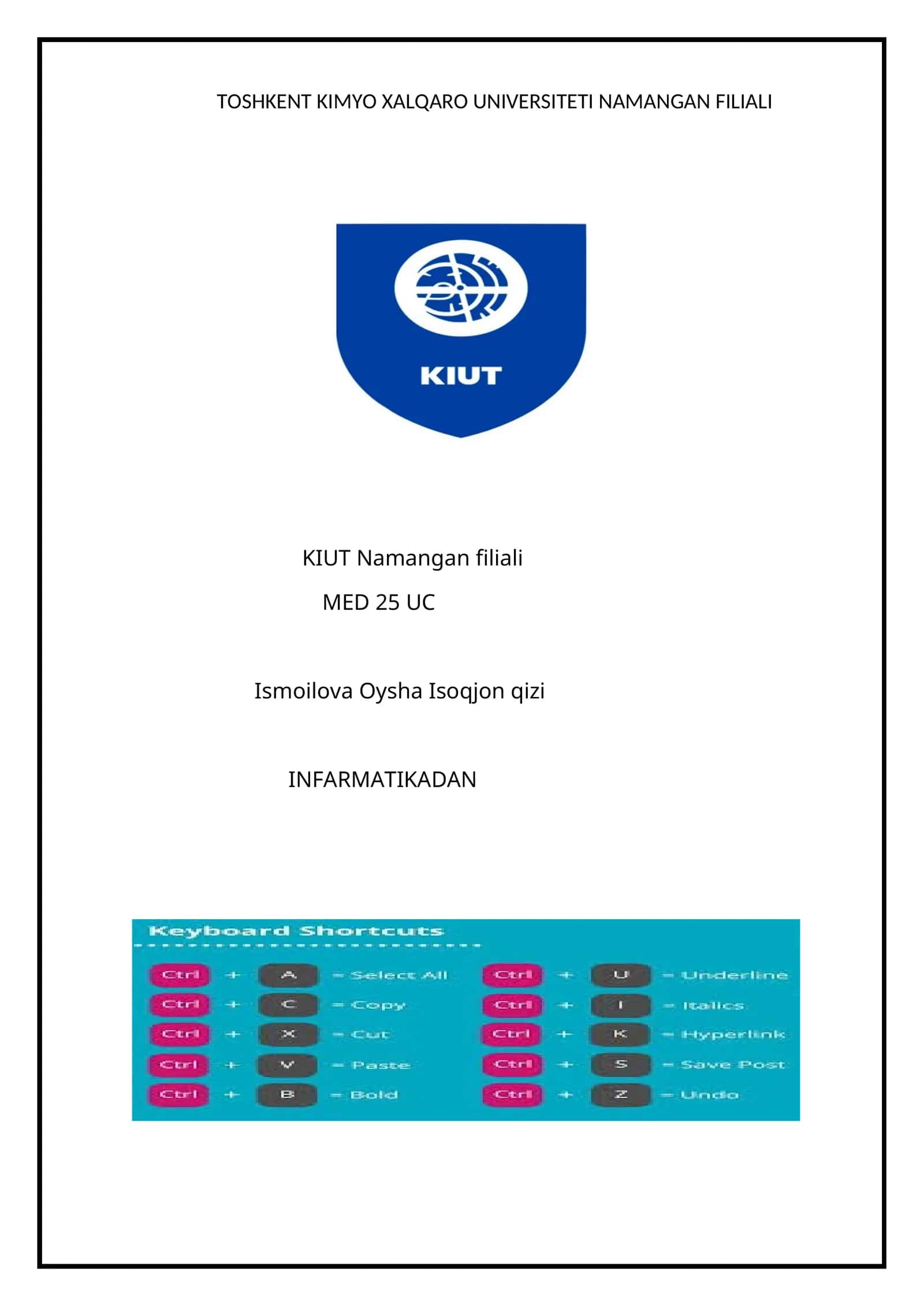 Informatikadan mustaqil ish 1
