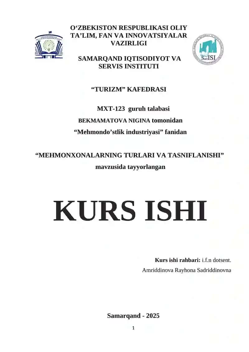 MEHMONXONALARNING TURLARI VA TASNIFLANISHI