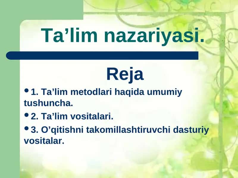 Ta’lim nazariyasi 1
