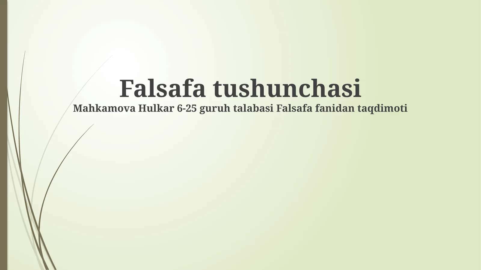 Falsafa tushunchasi 1