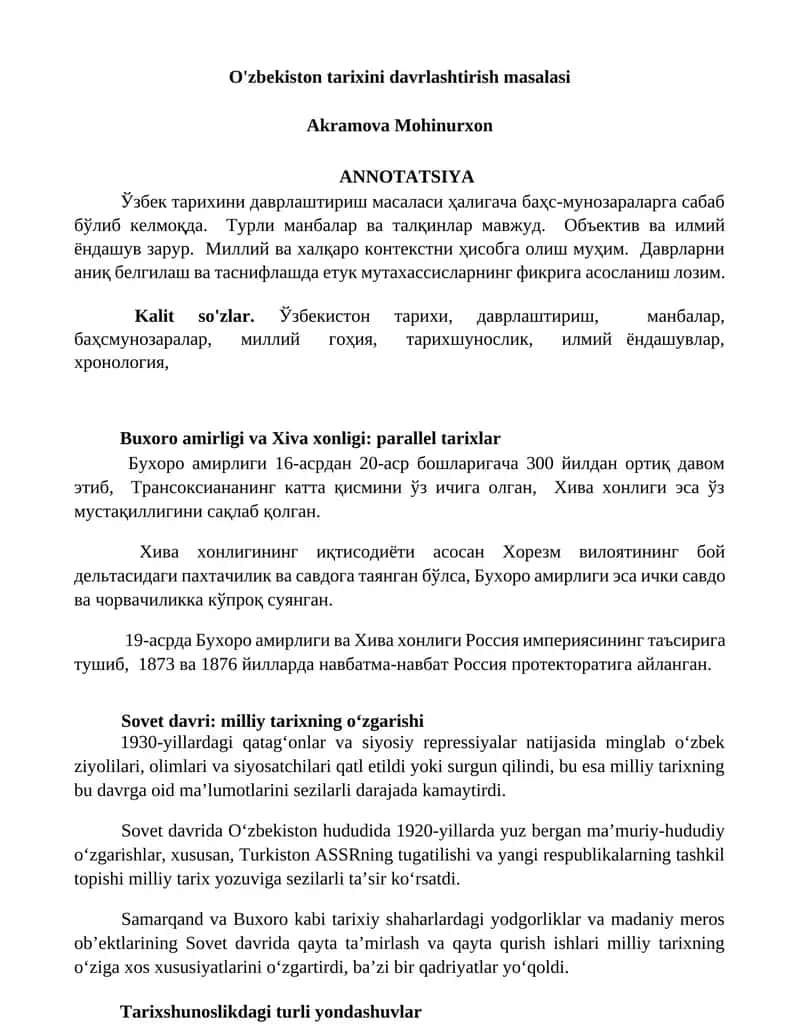 Buxoro amirligi va Xiva xonligi: parallel tarixlar 1