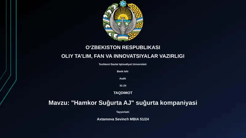 "Hamkor Suĝurta AJ" suĝurta kompaniyasi 1