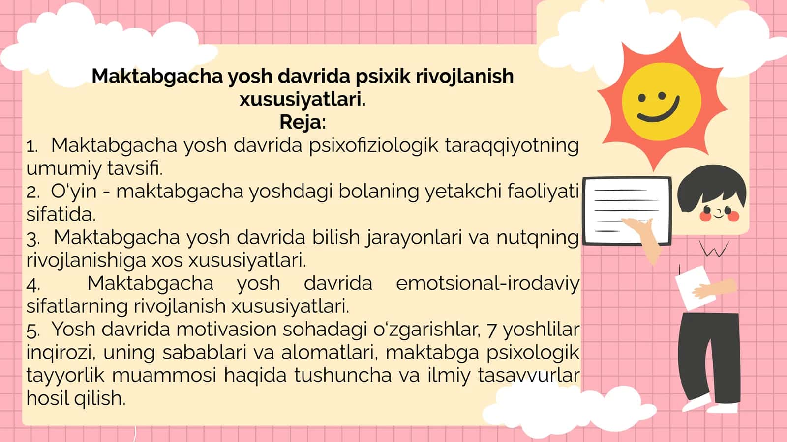 Maktabgacha yosh davri dapsixik rivojlanish xususiyatlari 1
