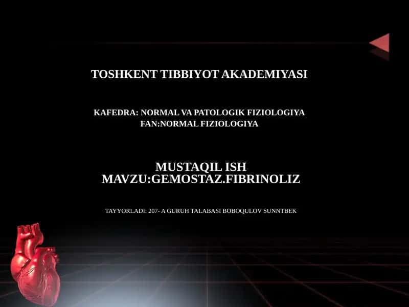 GEMOSTAZ.FIBRINOLIZ 1