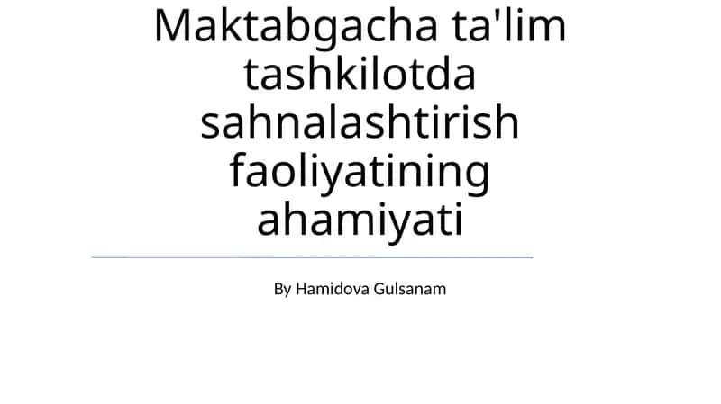 Sahnalashtirish faoliyati 1