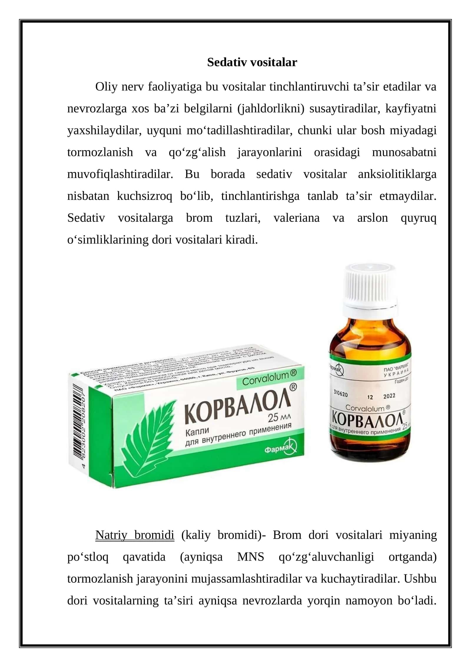 Sedativ vositalar 1