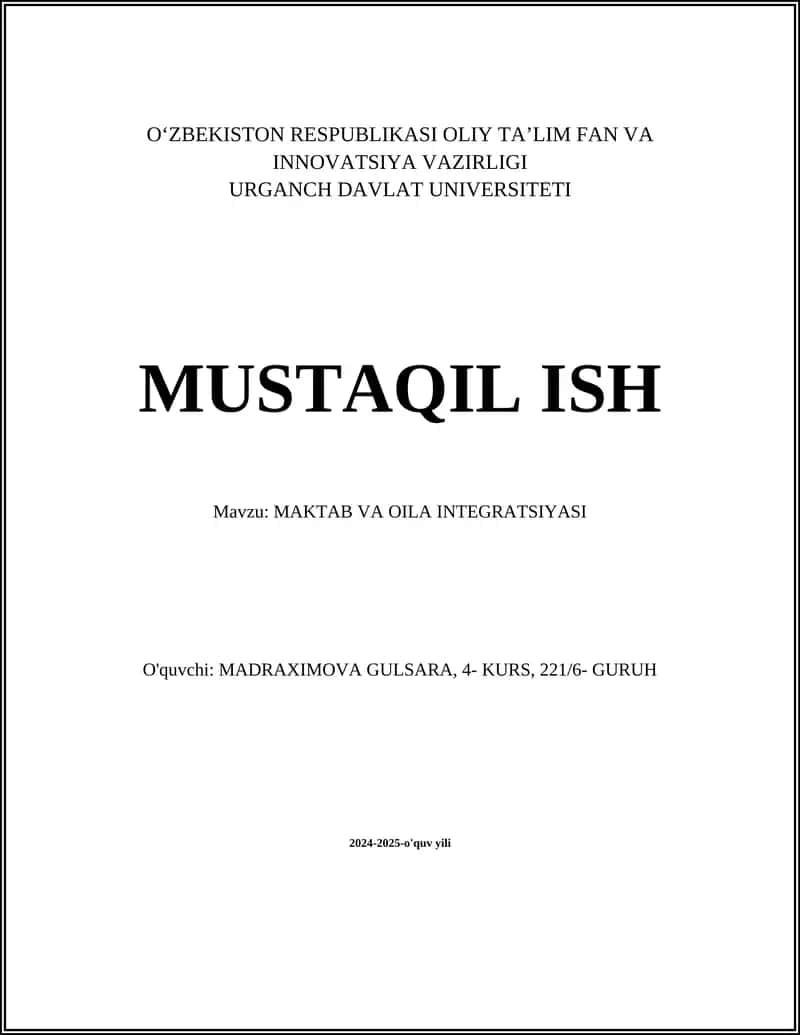 MAKTAB VA OILA INTEGRATSIYASI 1