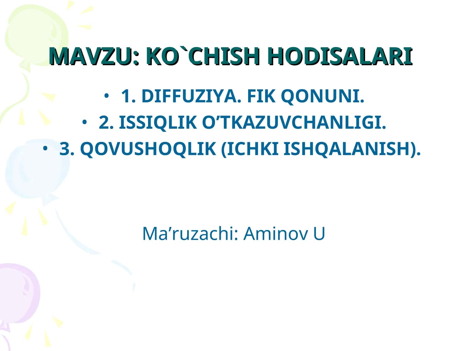 DIFFUZIYA. FIK QO`NUNI 1