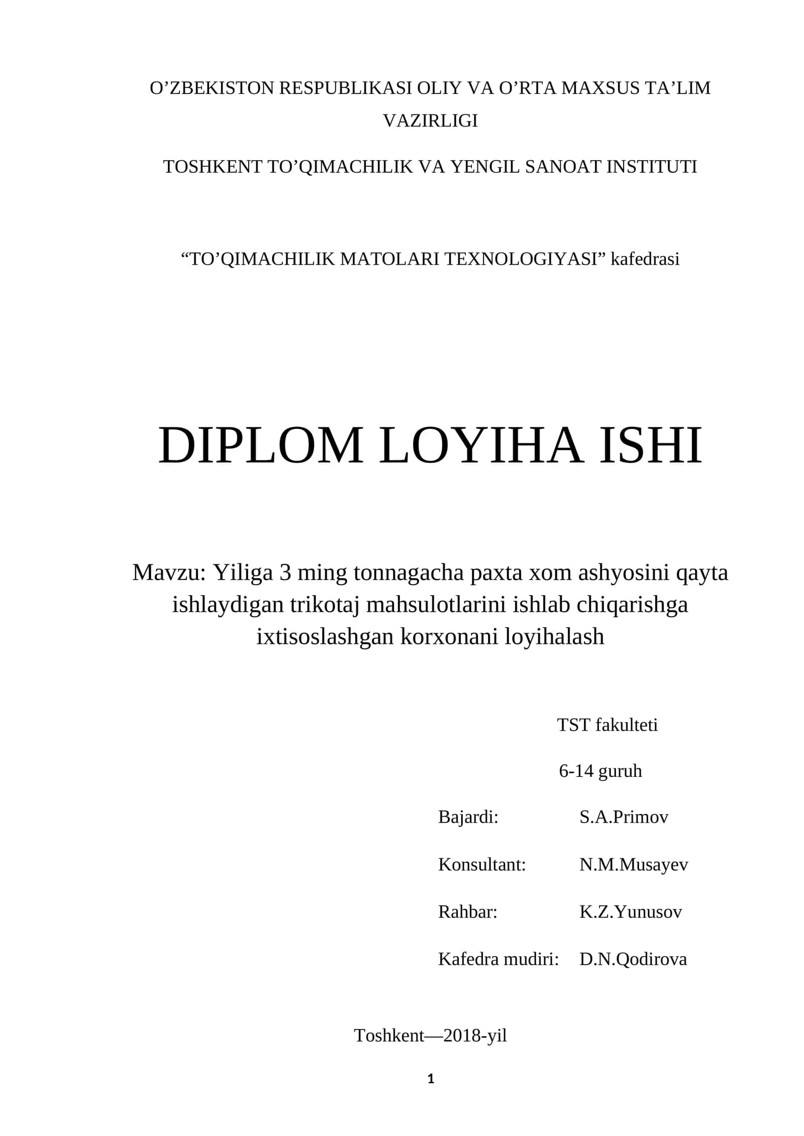 TO’QIMACHILIK MATOLARI TEXNOLOGIYASI 1