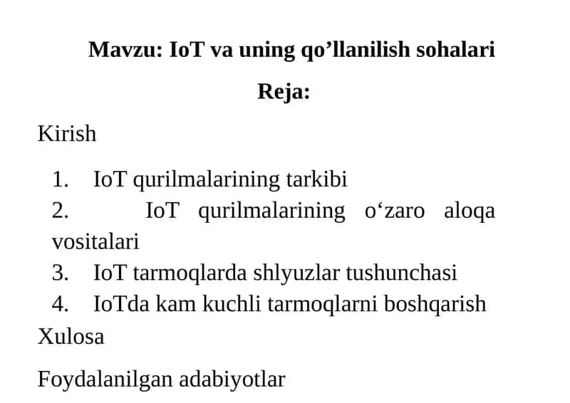 IoT vauning qo’llanilish sohalari 1