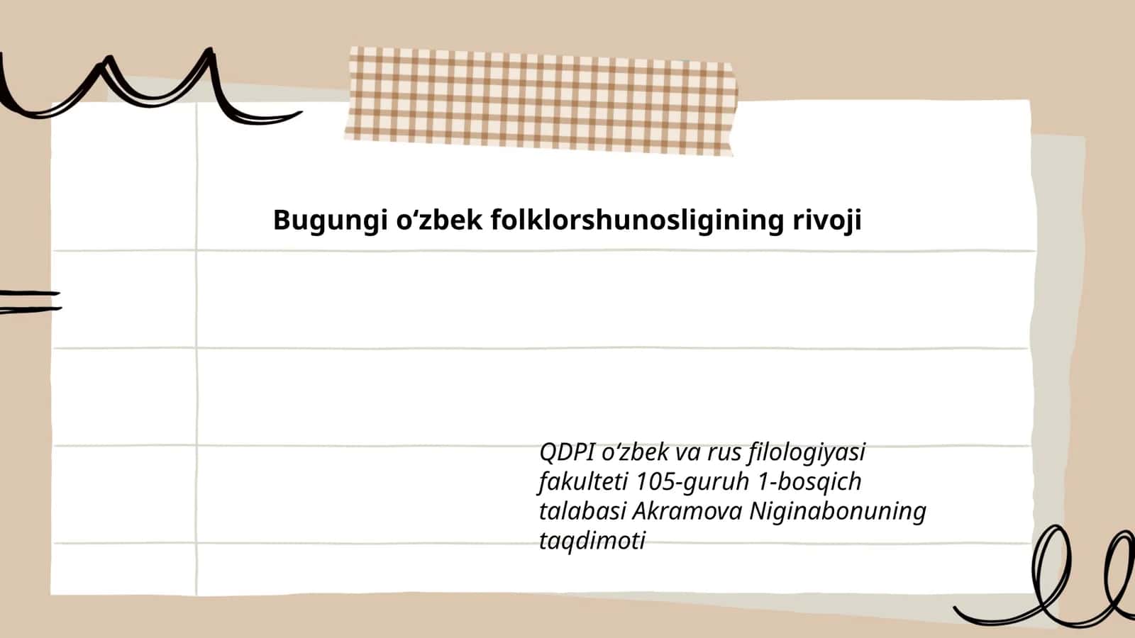 Bugungi oʻzbek folklorshunosligining rivoji 1