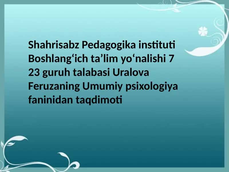 Komilinsonning Psixologik Tuzilmasi 1
