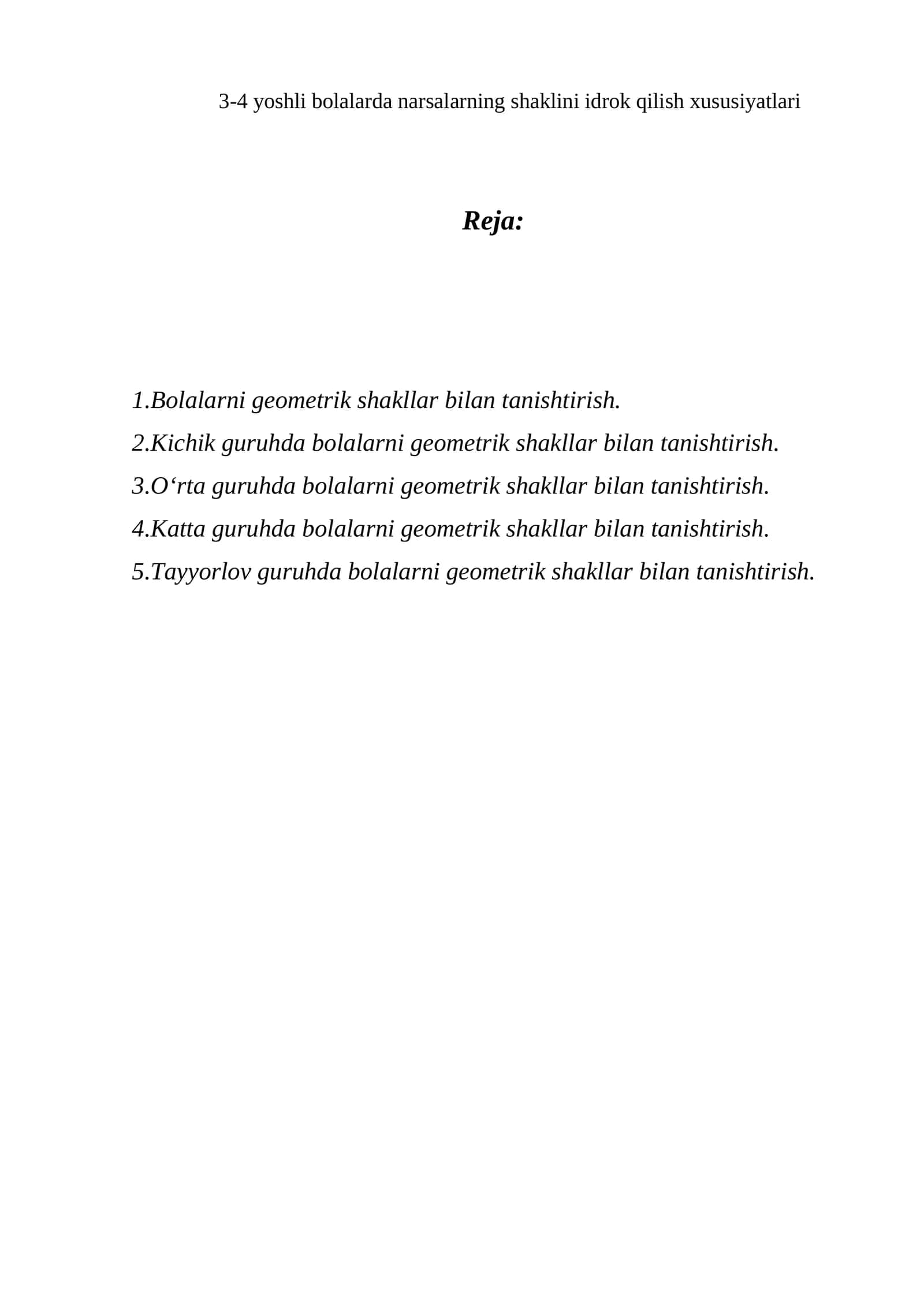 Bolalarni geometrik shakllar bilan tanishtirish 1