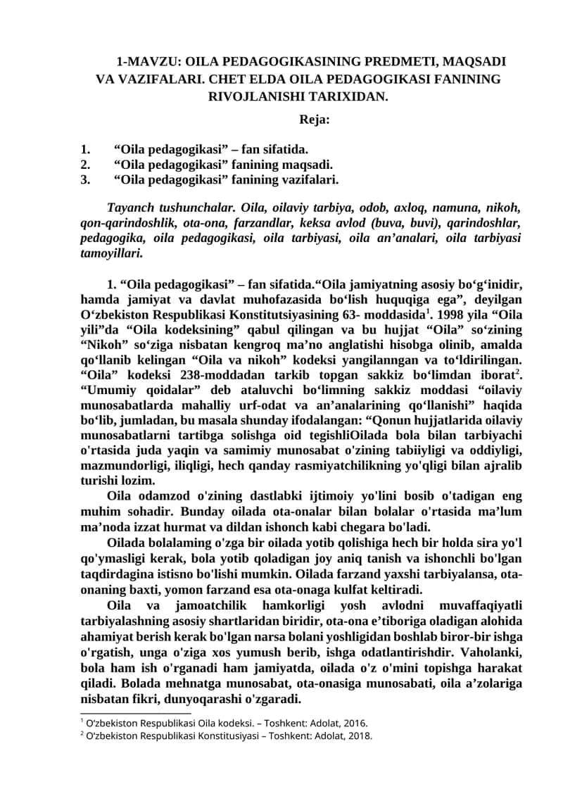 Oila Pedagogikasi 1