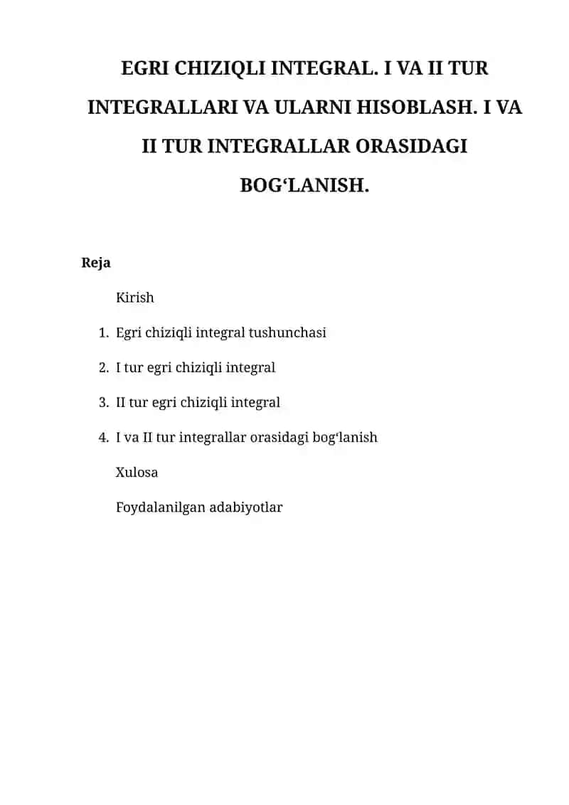 Egri Chiziqli Integral