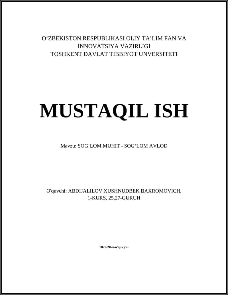 SOG‘LOM MUHIT - SOG‘LOM AVLOD 1