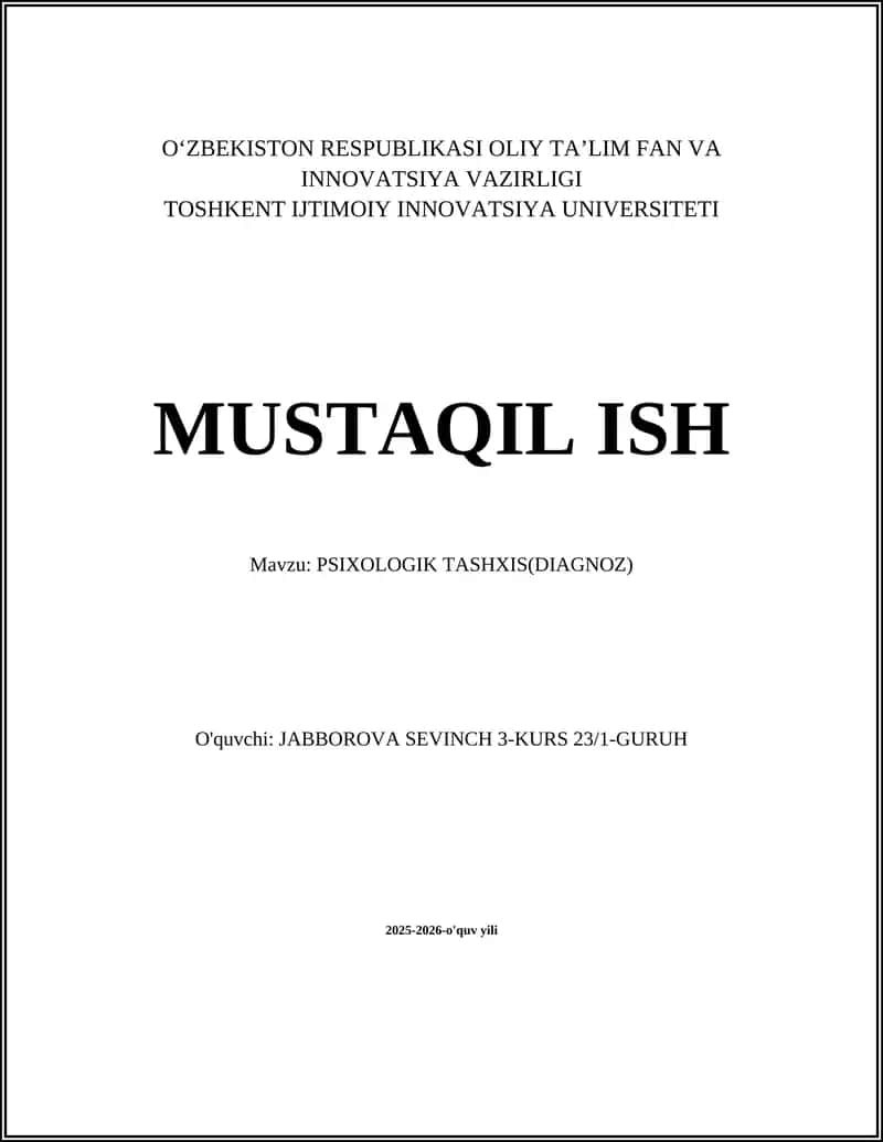 PSIXOLOGIK TASHXIS(DIAGNOZ) 1