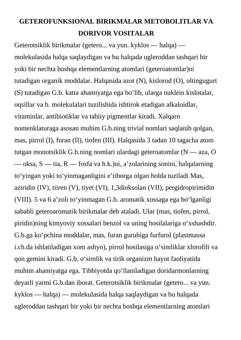 Geterofunksional birikmalar 1