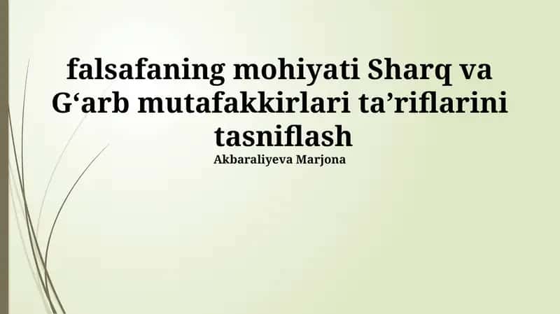 Sharq va G'arb falsafiy muqolalar 1