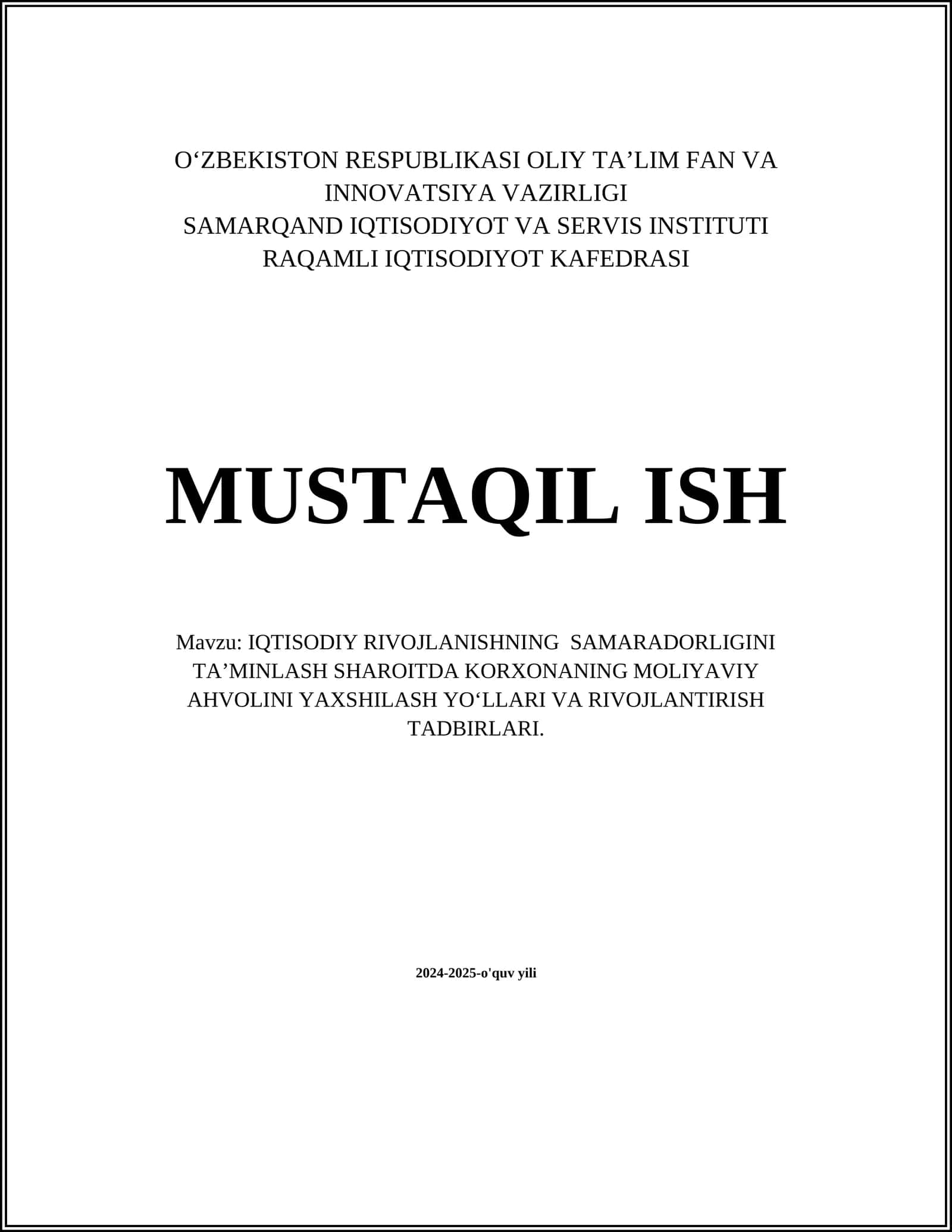 Korxonaning moliyaviy tahlil usullari 1