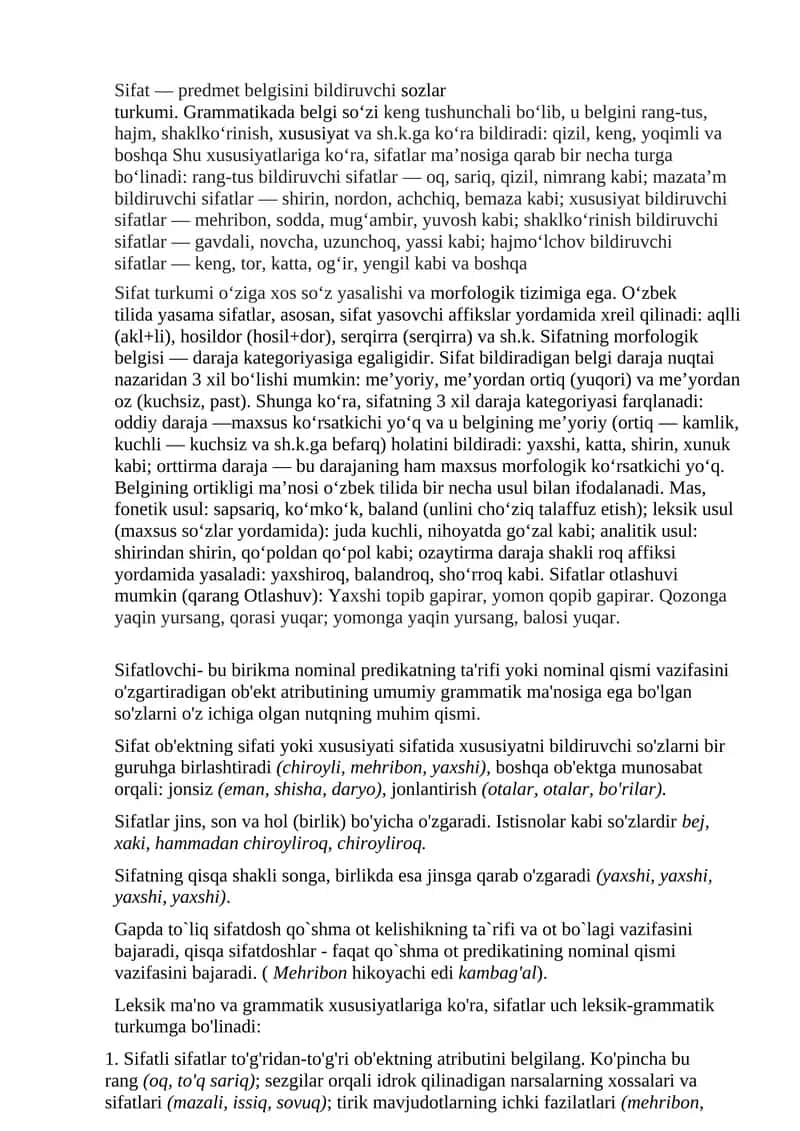 Sifatlar 1