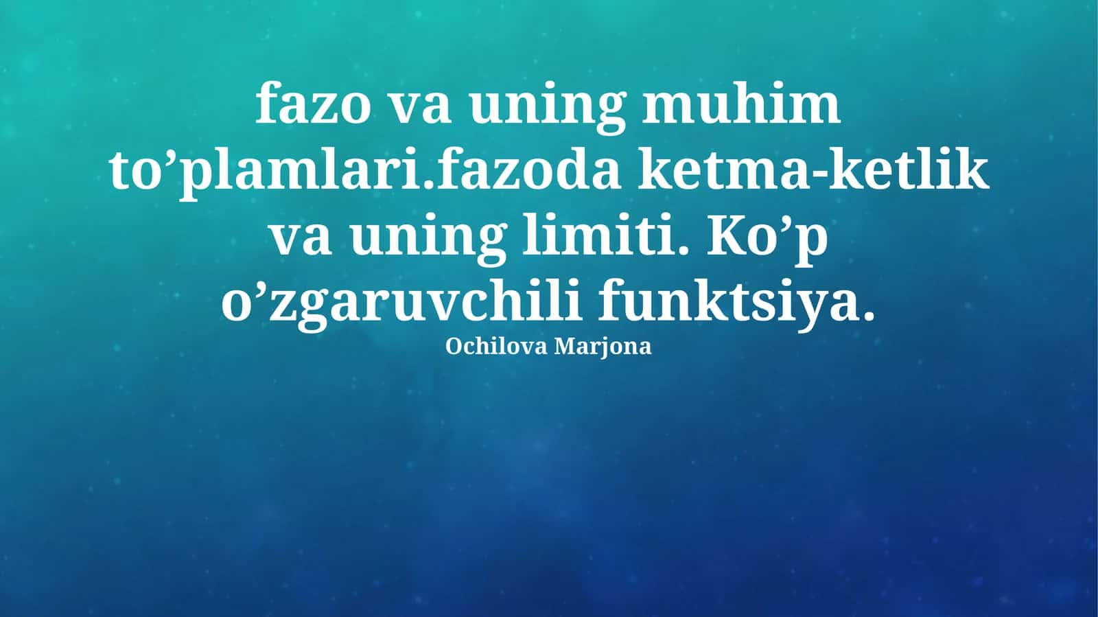 Toʻla differentsiallanuvchanlik 1
