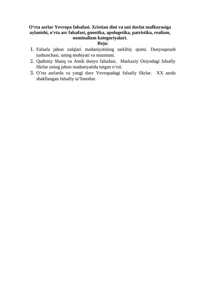 Falsafa jahon xalqlari madaniyatining tarkibiy qismi 1
