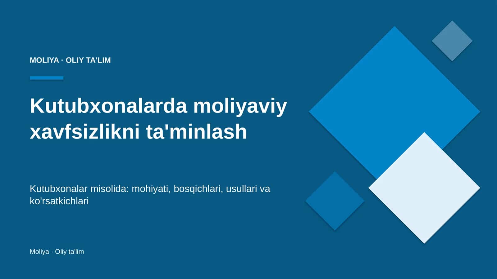 Kutubxonalarda moliyaviy xavfsizlikni ta'minlash 1