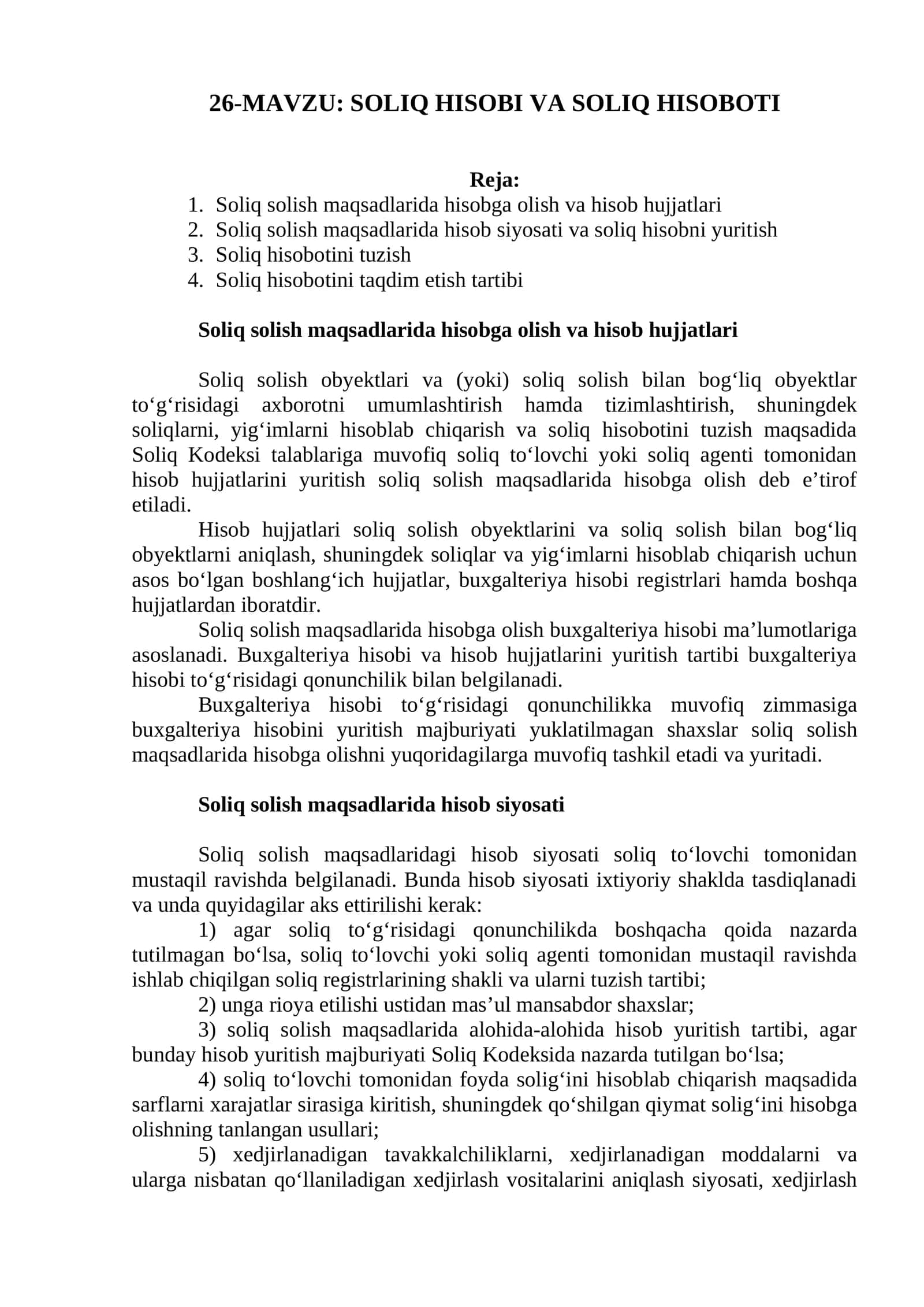 SOLIQ HISOBI VA SOLIQ HISOBOTI 1