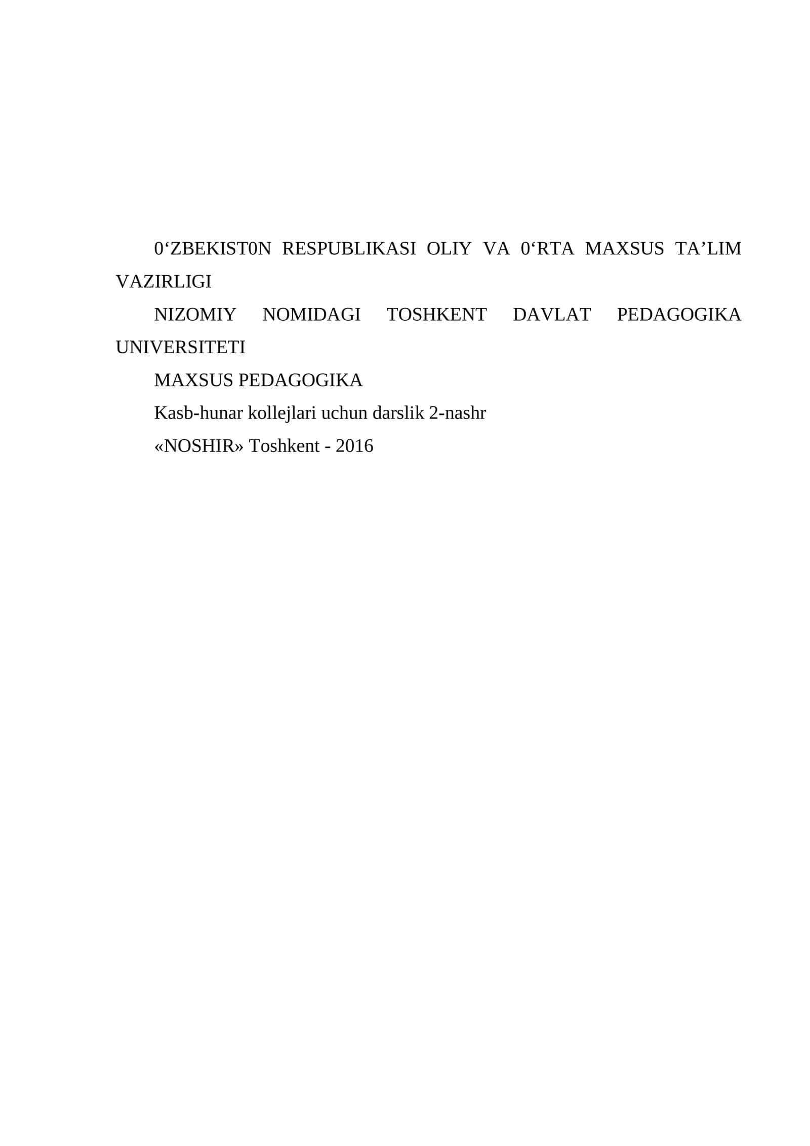 Kasb-hunar kollejlari uchun darslik 2-nashr 1