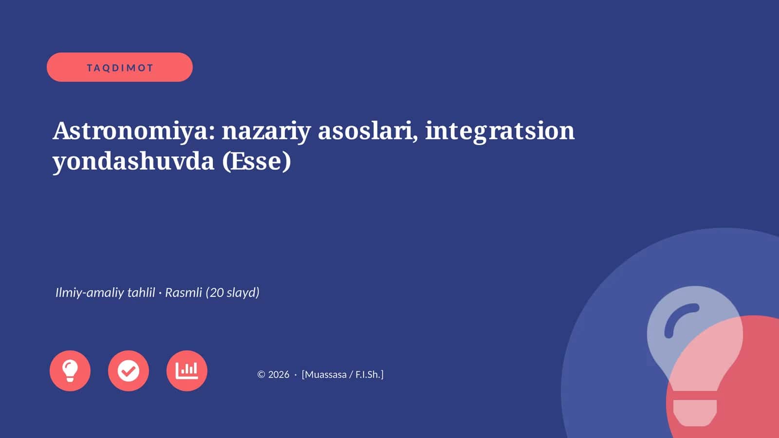 Astronomiya: nazariy asoslari, integratsion yondashuvda (Esse) 1