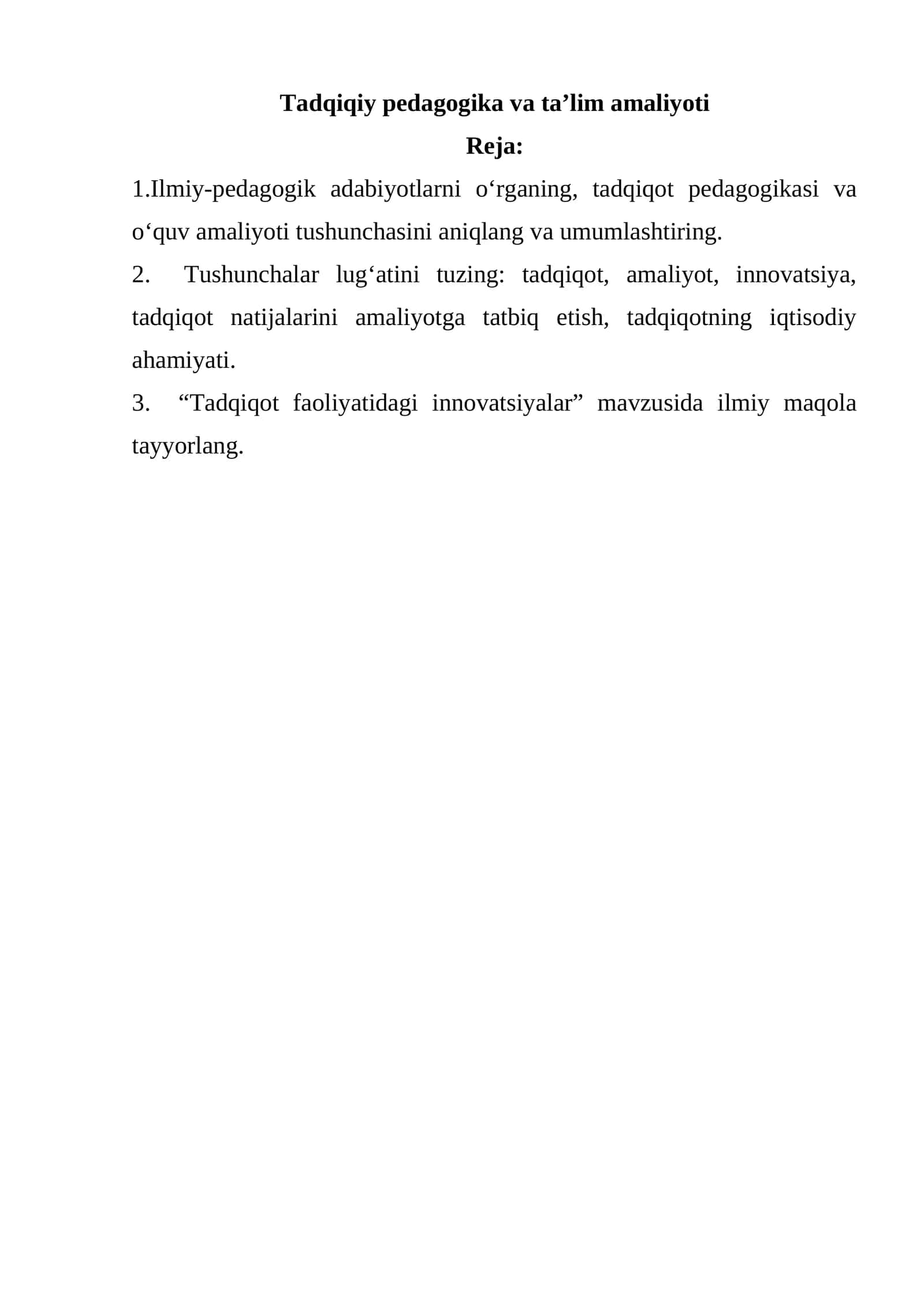 Tadqiqiy pedagogika va ta’lim amaliyoti 1