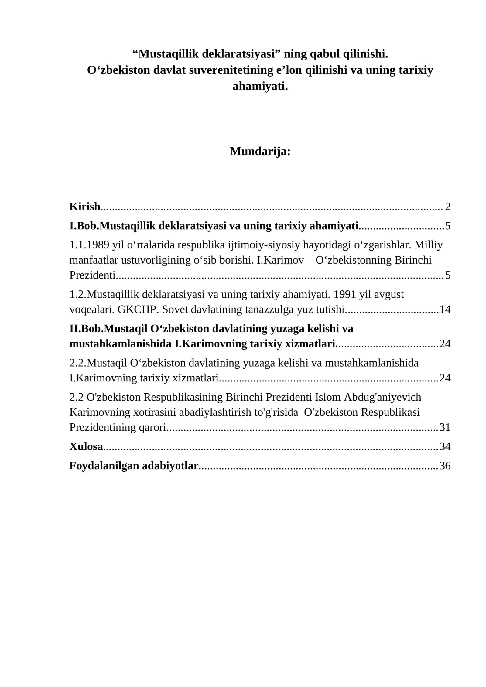 Mustaqillik deklaratsiyasi va uning tarixiy ahamiyati 1