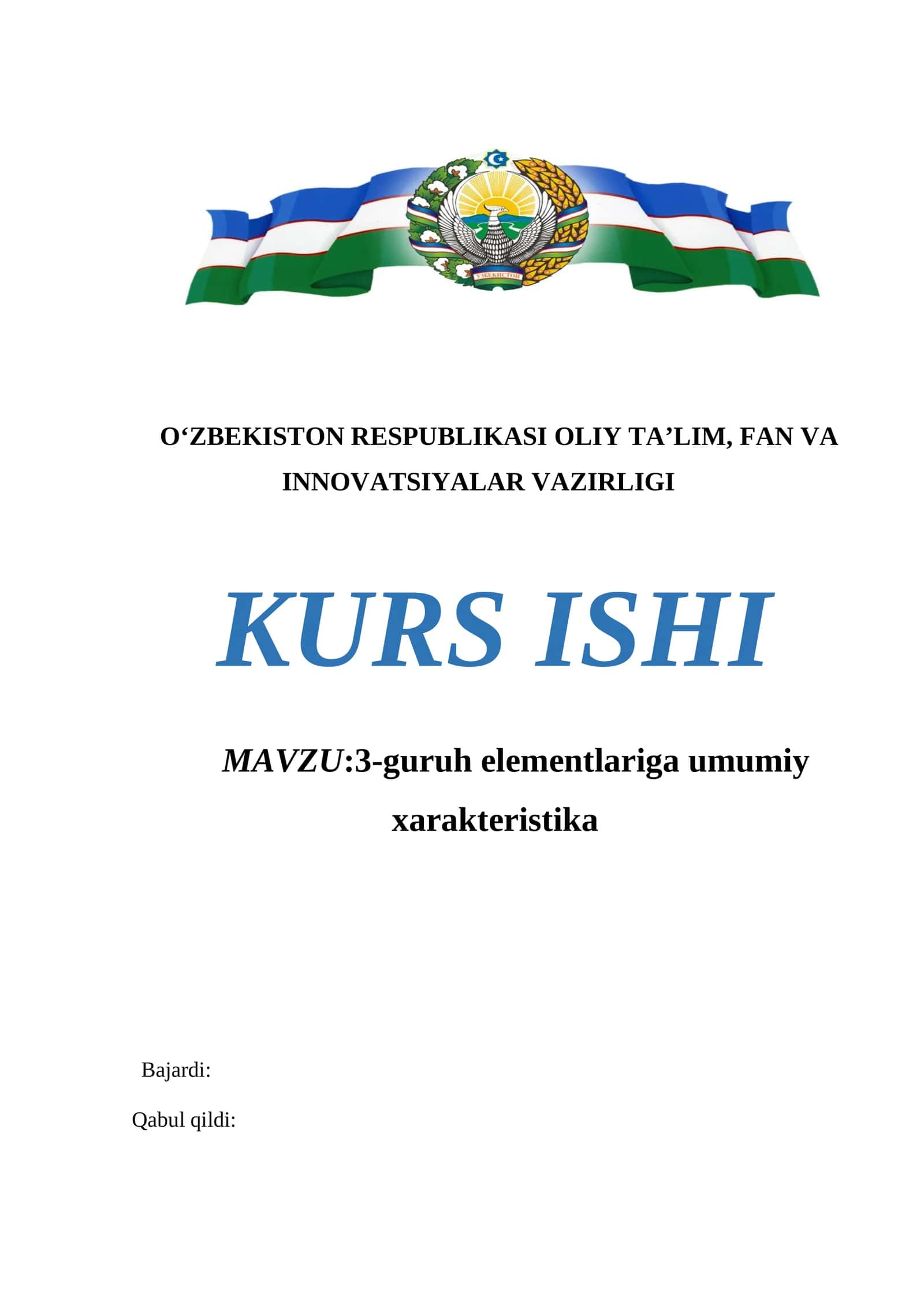 3-guruh elementlariga umumiy xarakteristika 1