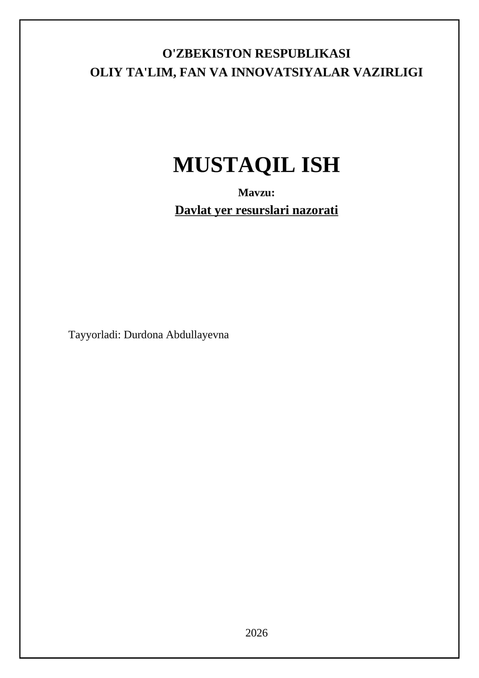 Davlat yer resurslari nazorati 1