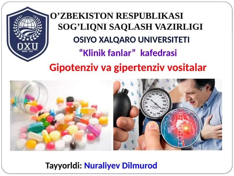 Gipotenziv va gipertenziv vositalar 1