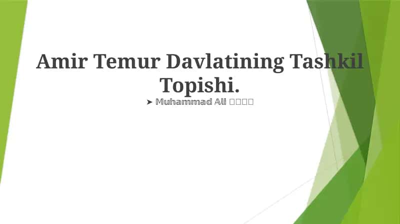 Amir Temur Davlatining Tashkil Topishi 1
