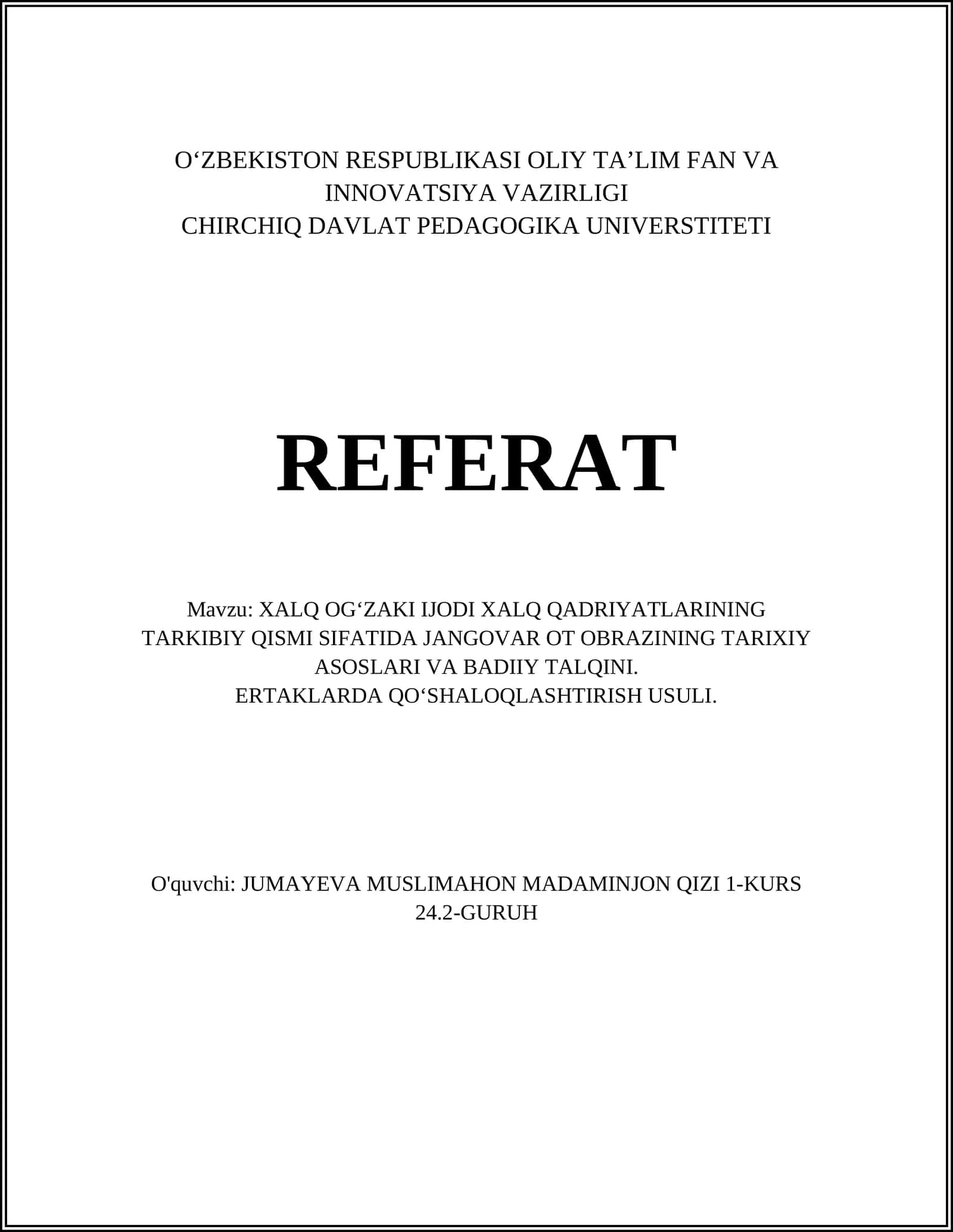 Jangovar ot obrazining tarixiy asoslari va badiiy talqini 1