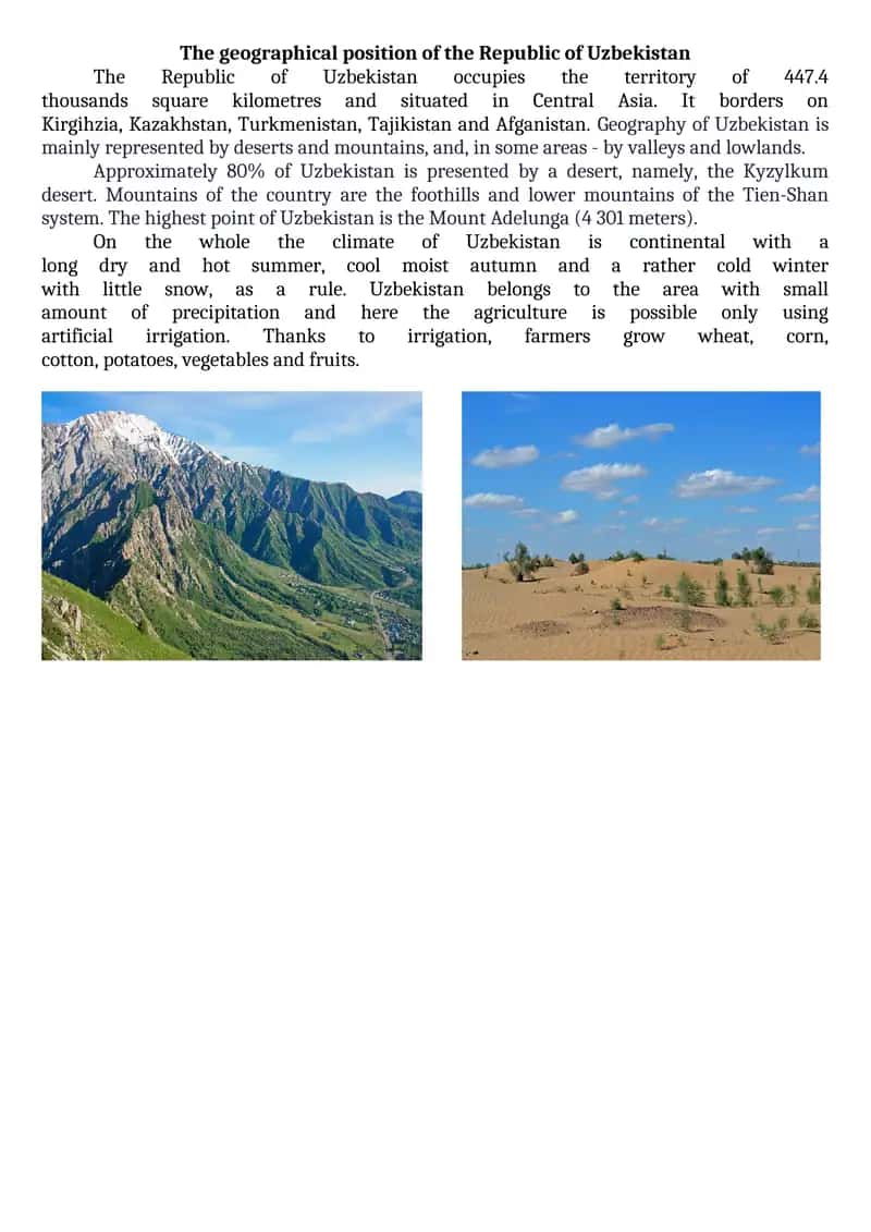 Geography of Uzbekistan 1
