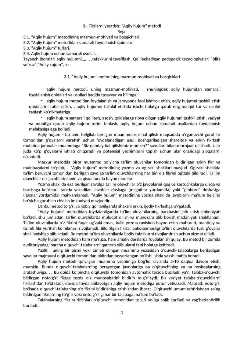 Aqliy hujum metodlari 1