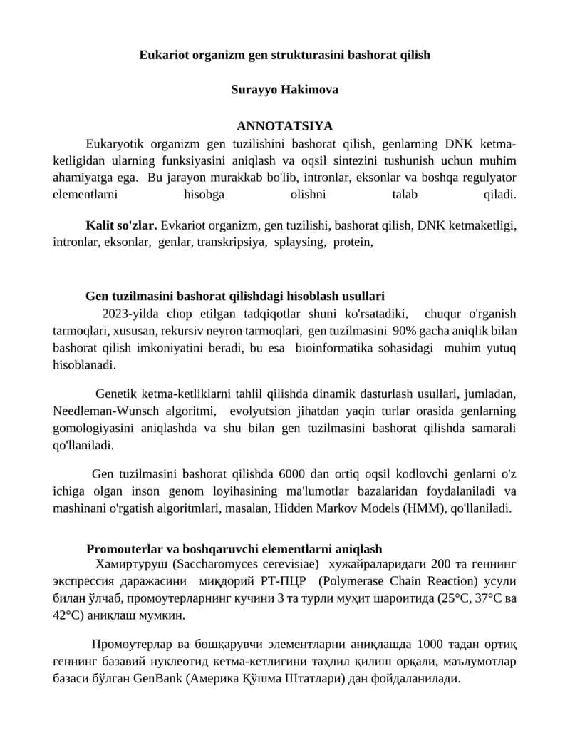 Gen tuzilmasini bashorat qilish 1