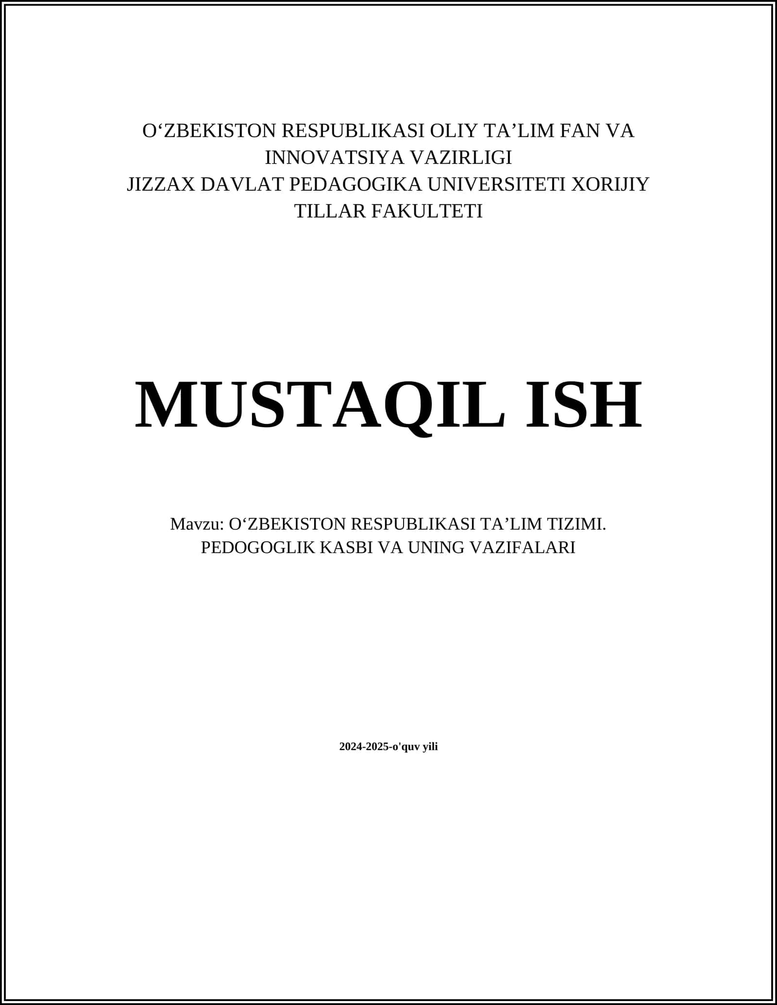 O'zbekiston Respublikasi Ta'lim Tizimi 1