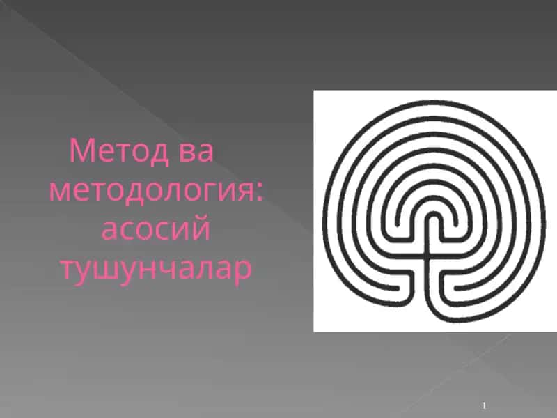 Метод ва методология: асосийтушунчалар 1